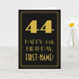 44th Birthday – Art Deco Inspired Look "44" & Name Card
