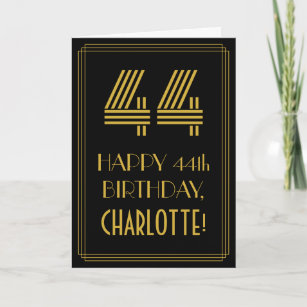 44th Birthday: Art Deco Inspired Look "44" & Name Card