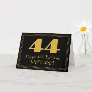 44th Birthday: Art Deco Inspired Look "44" & Name Card