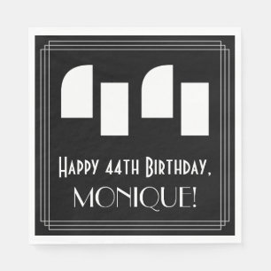 44th Birthday: Art Deco Inspired Look "44" + Name Napkin