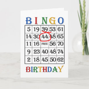 44th Birthday Bingo card