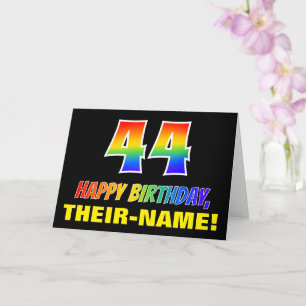 44th Birthday: Bold, Fun, Simple, Rainbow 44 Card
