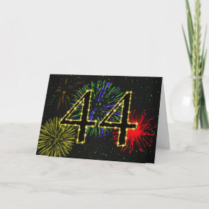 44th Birthday card with fireworks