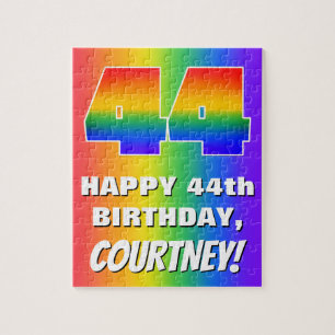 44th Birthday: Colourful, Fun Rainbow Pattern # 44 Jigsaw Puzzle