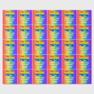 44th Birthday: Colourful, Fun Rainbow Pattern # 44 Wrapping Paper