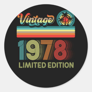 44th Birthday Decorations Men 44 Year Old 1978 Classic Round Sticker