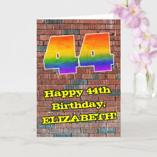44th Birthday: Fun Graffiti-Inspired Rainbow 44 Card