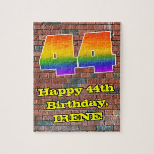 44th Birthday: Fun Graffiti-Inspired Rainbow 44 Jigsaw Puzzle