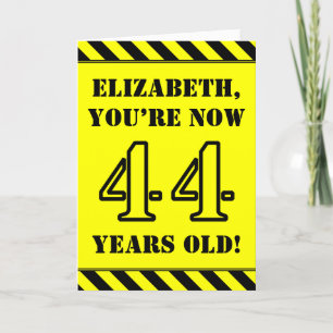 44th Birthday: Fun Stencil Style Text, Custom Name Card