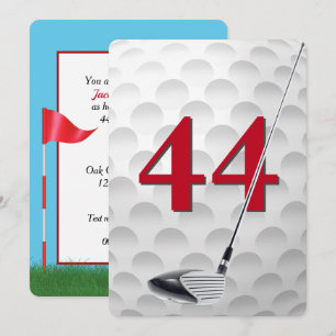 44th Birthday Golf Theme Party Invitation