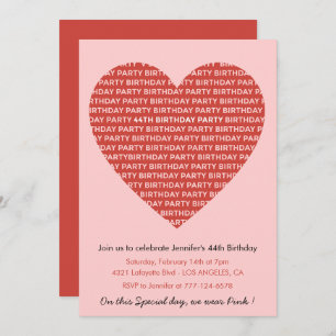 44th birthday invitation big hearts Red