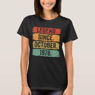 44th Birthday Legend Since October 1978 Retro Vint T-Shirt