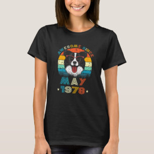 44th Birthday Love Border Collie Dog 44 Years Sinc T-Shirt