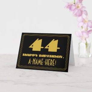 44th Birthday: Name + Art Deco Inspired Look "44" Card