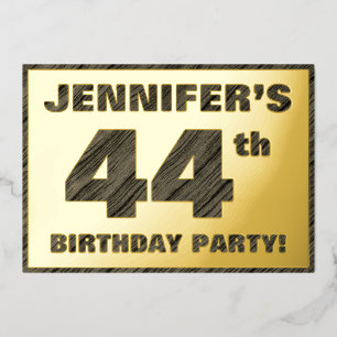 44th Birthday Party — Bold, Faux Wood Grain Text