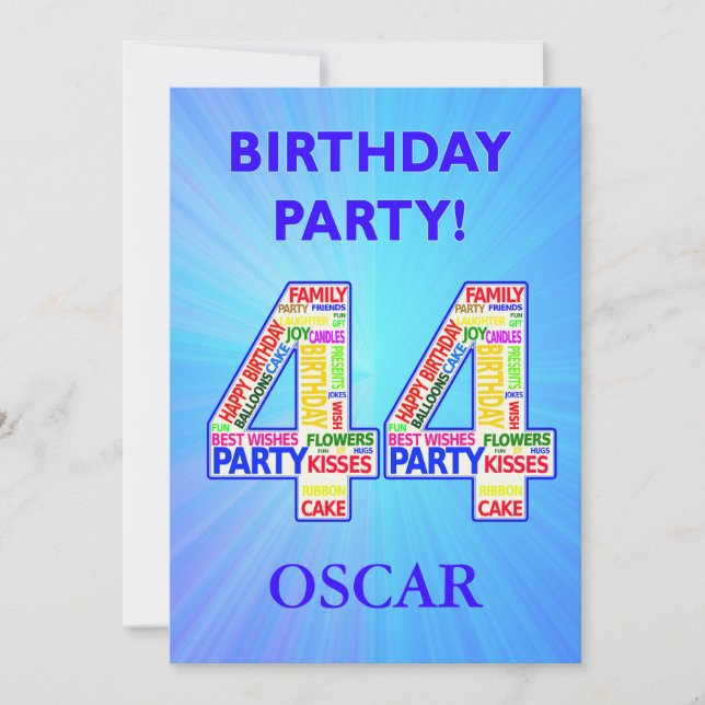 44th Birthday Party Invitation Add a Name (Front)
