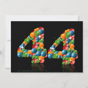 44th Birthday party, with bubbles and balls Invitation