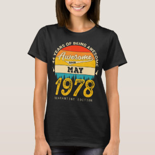 44th Birthday Retro May 1978 Quarantine 44 Years O T-Shirt