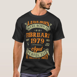 44th Birthday Vintage Legends Born In February 197 T-Shirt