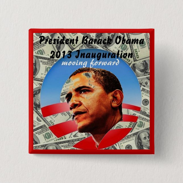 44TH PRESIDENT OF THE UNITED STATES  BARACK OBAMA 15 CM SQUARE BADGE (Front)