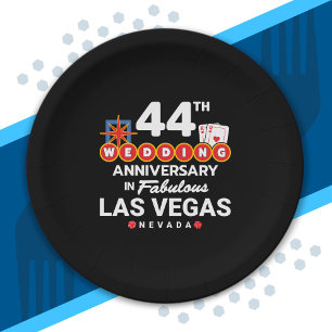 44th Wedding Anniversary Couples Las Vegas Trip Paper Plate