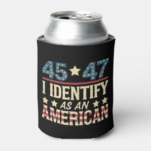 45 47 I Identify As An American Flag Trump Vintage Can Cooler
