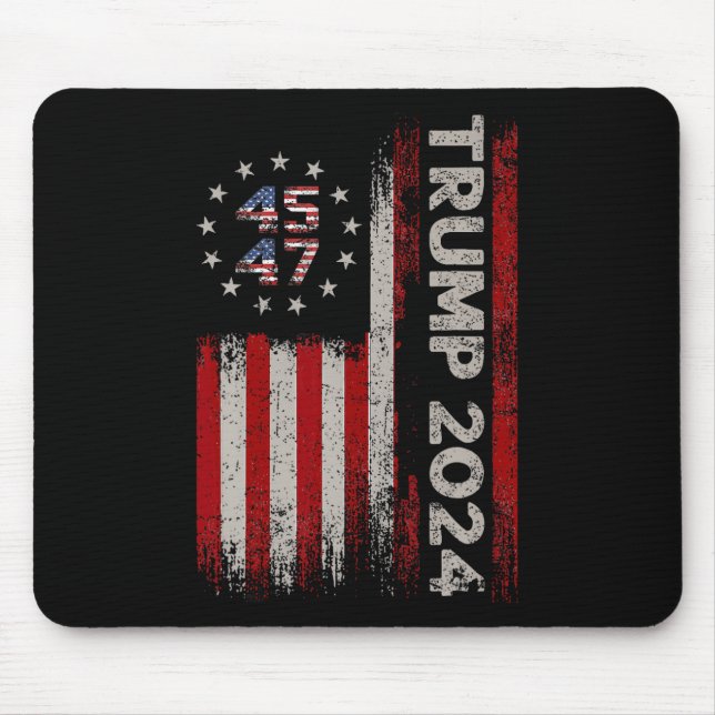 45 47 Trump 2024 American Flag 1  Mouse Pad (Front)