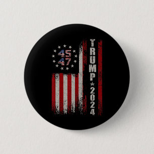 45 47 Trump 2024 American Flag  6 Cm Round Badge