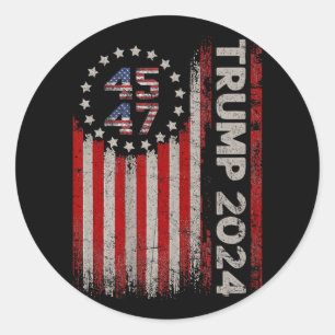 45 47 Trump 2024 American Flag  Classic Round Sticker