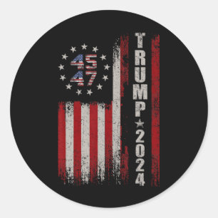 45 47 Trump 2024 American Flag Classic Round Sticker