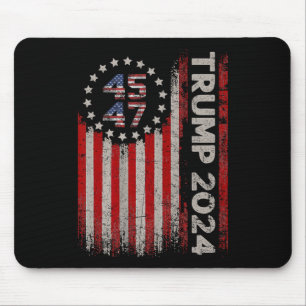45 47 Trump 2024 American Flag Mouse Pad