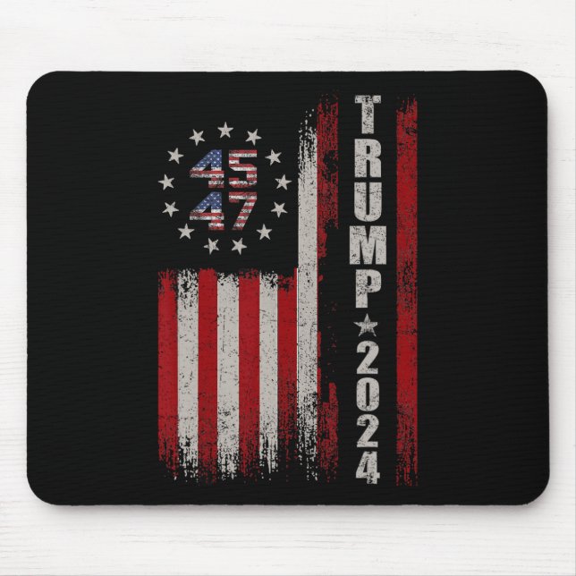 45 47 Trump 2024 American Flag  Mouse Pad (Front)