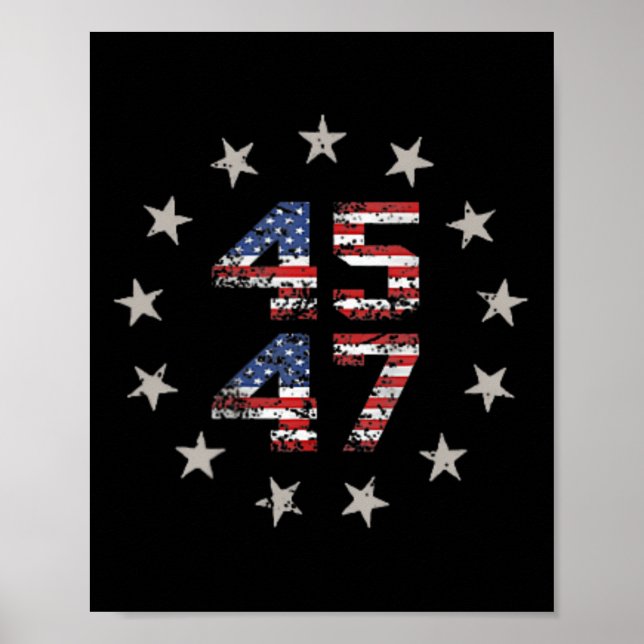 45 47 Trump 2024 American Flag (on Back) 1  Poster (Front)