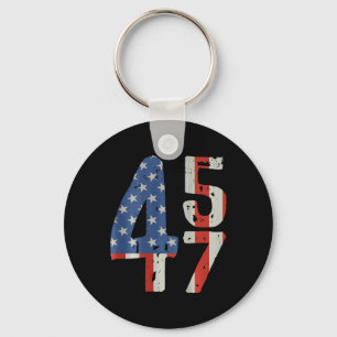 45 47 Trump 2024 American Flag (on Back)  Key Ring