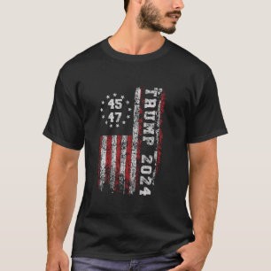 45 47 Trump 2024 American Flag T Shirt