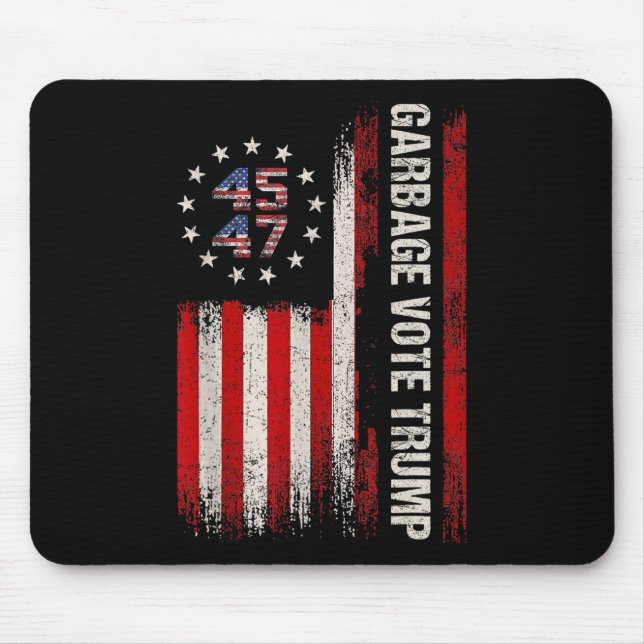 45 47 Trump 2024 Election American Flag Garbyge Vo Mouse Pad (Front)