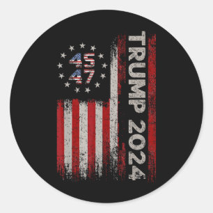 45 47 Trump 2025 American Flag _1 Classic Round Sticker