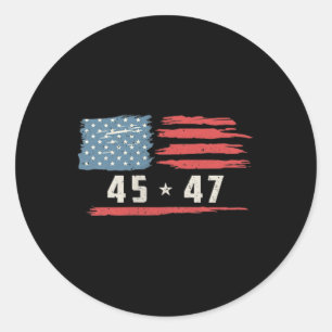 45 47 Trump President Vintage American Flag 2025 P Classic Round Sticker