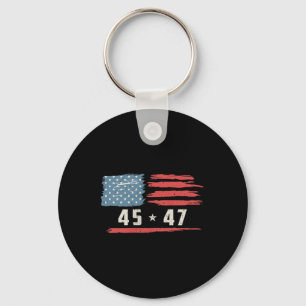 45 47 Trump President Vintage American Flag 2025 P Key Ring