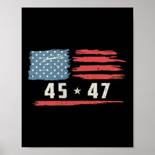 45 47 Trump President Vintage American Flag 2025 P Poster