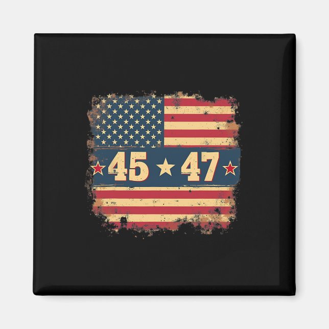 45 47 Trump President Vintage American Flag  Magnet (Front)