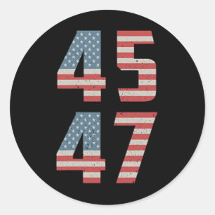 45 47 Trump Vintage Retro Usa Flag 2024 President Classic Round Sticker