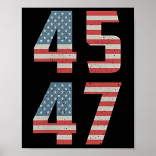 45 47 Trump Vintage Retro Usa Flag 2025 President Poster