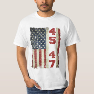 45 47 Trump Vintage USA Flag 2025 President 47th T-Shirt