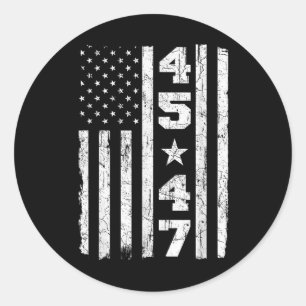 45 47 Trump Vintage Usa Flag 2025 President Electi Classic Round Sticker