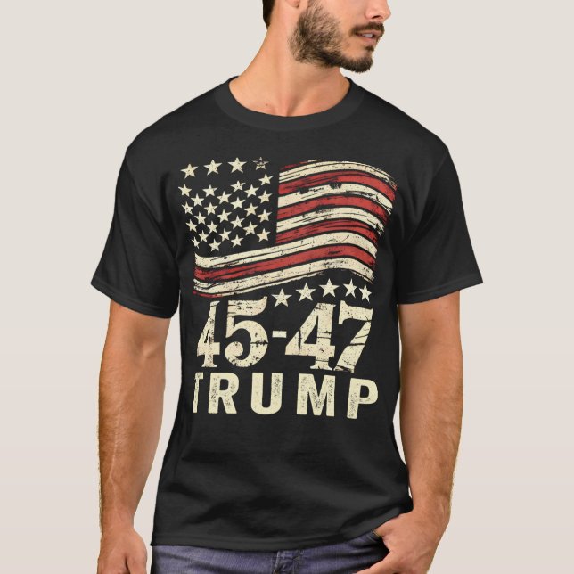 45 47 Usa Flag Trump Inauguration Day 2025 T-Shirt (Front)