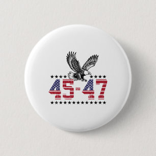 45 - 47 Usa Flag Trump President Inauguration Day 6 Cm Round Badge