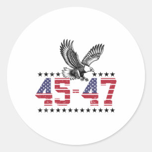 45 - 47 Usa Flag Trump President Inauguration Day Classic Round Sticker