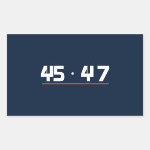 45 47 White Numerals Red Underline Navy Rectangular Sticker