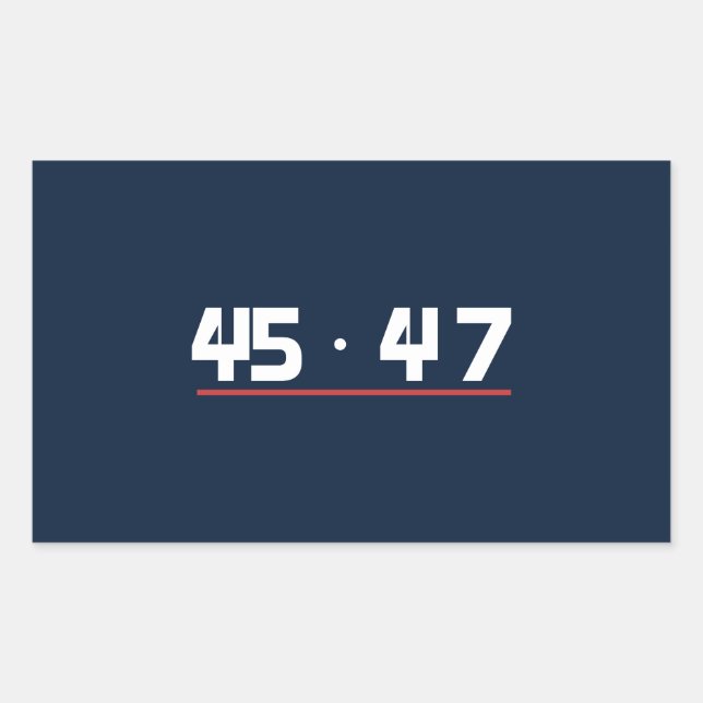 45 47 White Numerals Red Underline Navy Rectangular Sticker (Front)